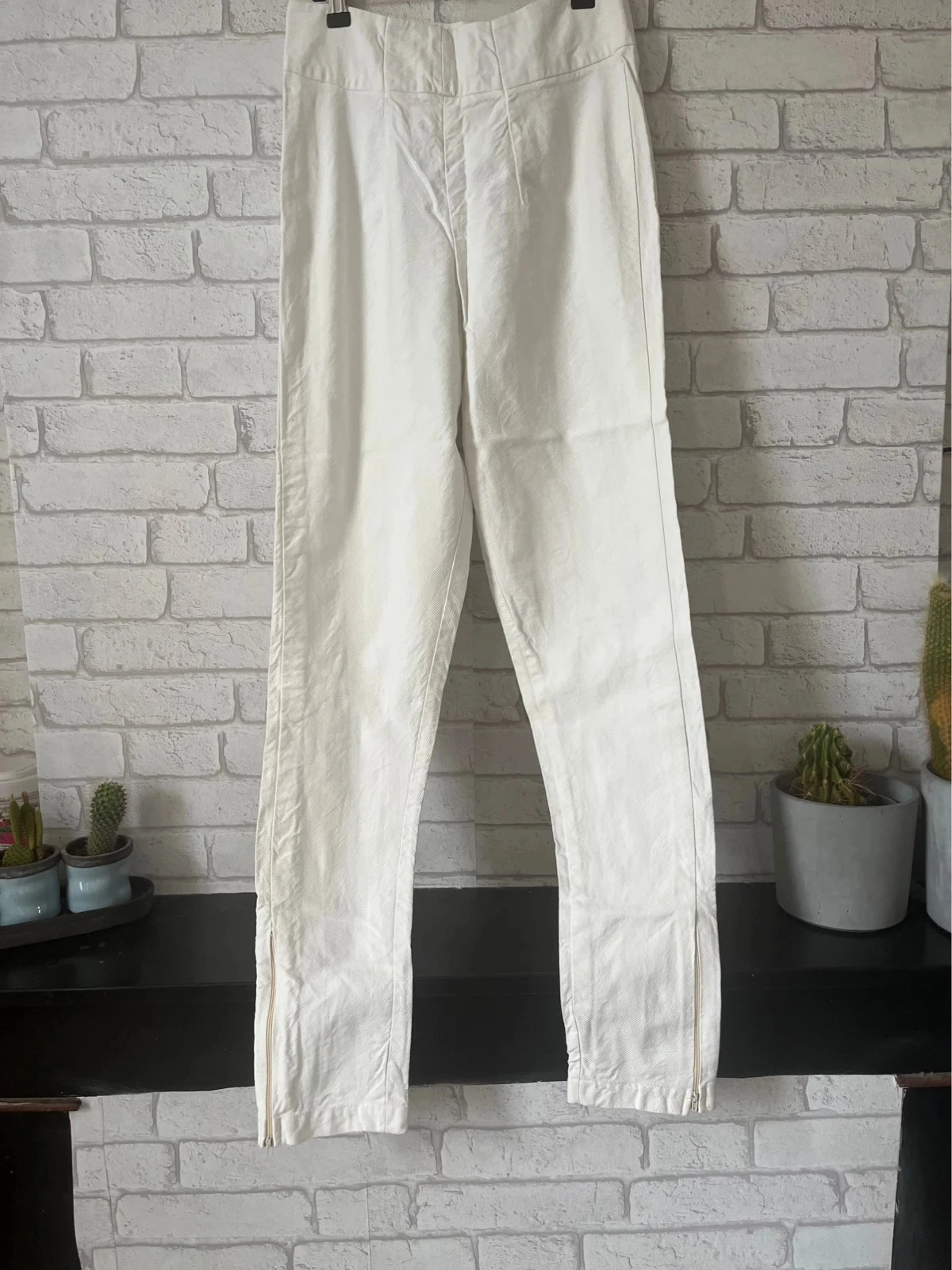 Pantalon femme blanc coupe ajustée – Taille 34/36